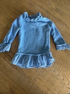 Vineyard Vines Girls Light Blue Ruffle Knit Top